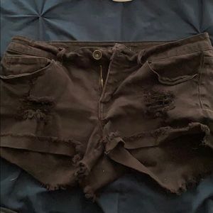 Black jean shorts
